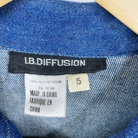 Vintage 90's IB Diffusion Denim Blue Jean Dress Zip Front Drop Waist Size Small - Picture 2 of 3